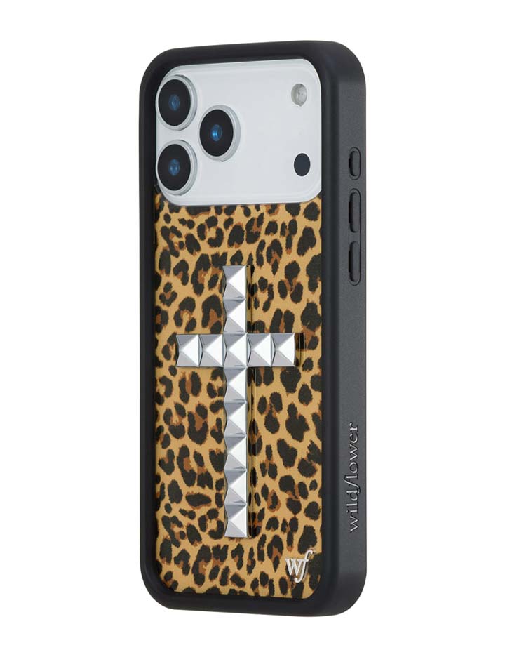 Stud Cross Meow Leopard Print iPhone Case - Bold Streetwear