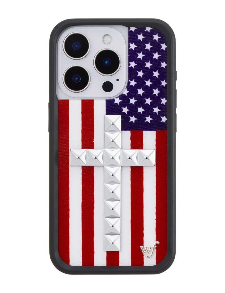 Stud Cross American Flag iPhone Case