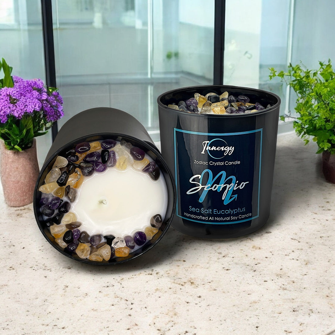 Scorpio Zodiac Crystal Candle, 10oz