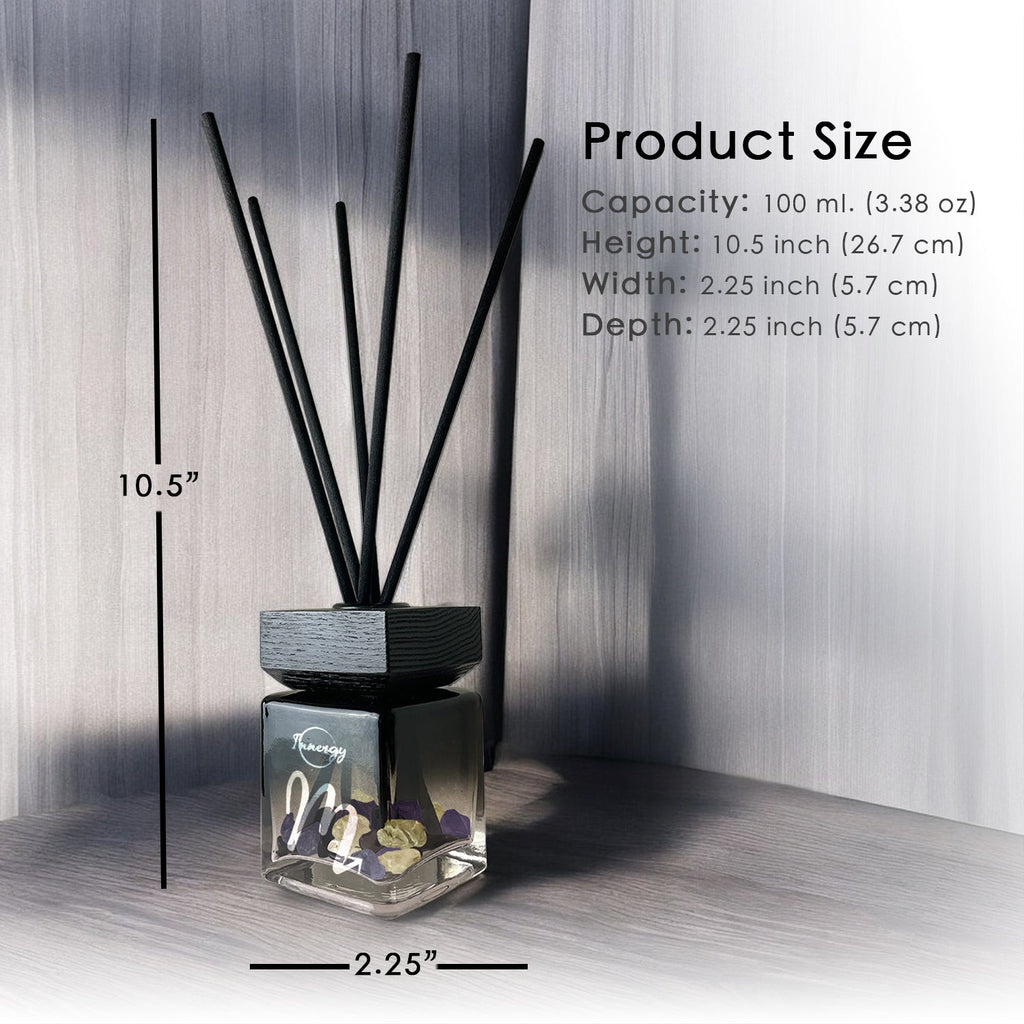Scorpio Zodiac Crystal-Enhanced Reed Oil Diffuser, Sea Salt & Eucalyptus Scent, 100ml