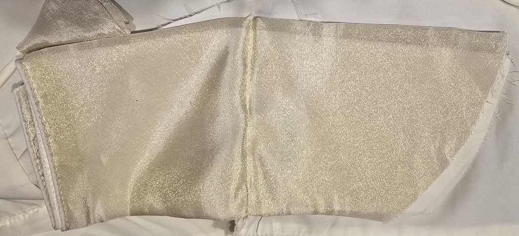 Cream Self-Sheen Chinnon V-Neck Readymade Blouse with Gold Glaze