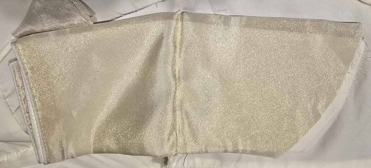 Cream Self-Sheen Chinnon V-Neck Readymade Blouse with Gold Glaze