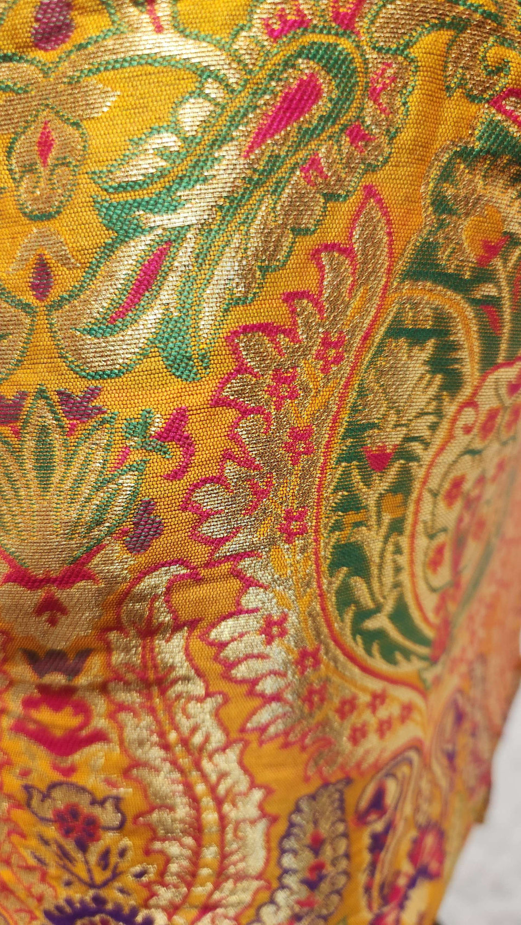 Mustard Yellow Multi Color Jacquard Weave Readymade Blouse