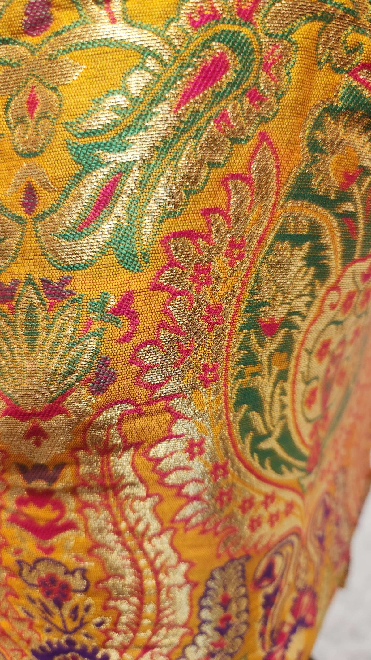 Mustard Yellow Multi Color Jacquard Weave Readymade Blouse