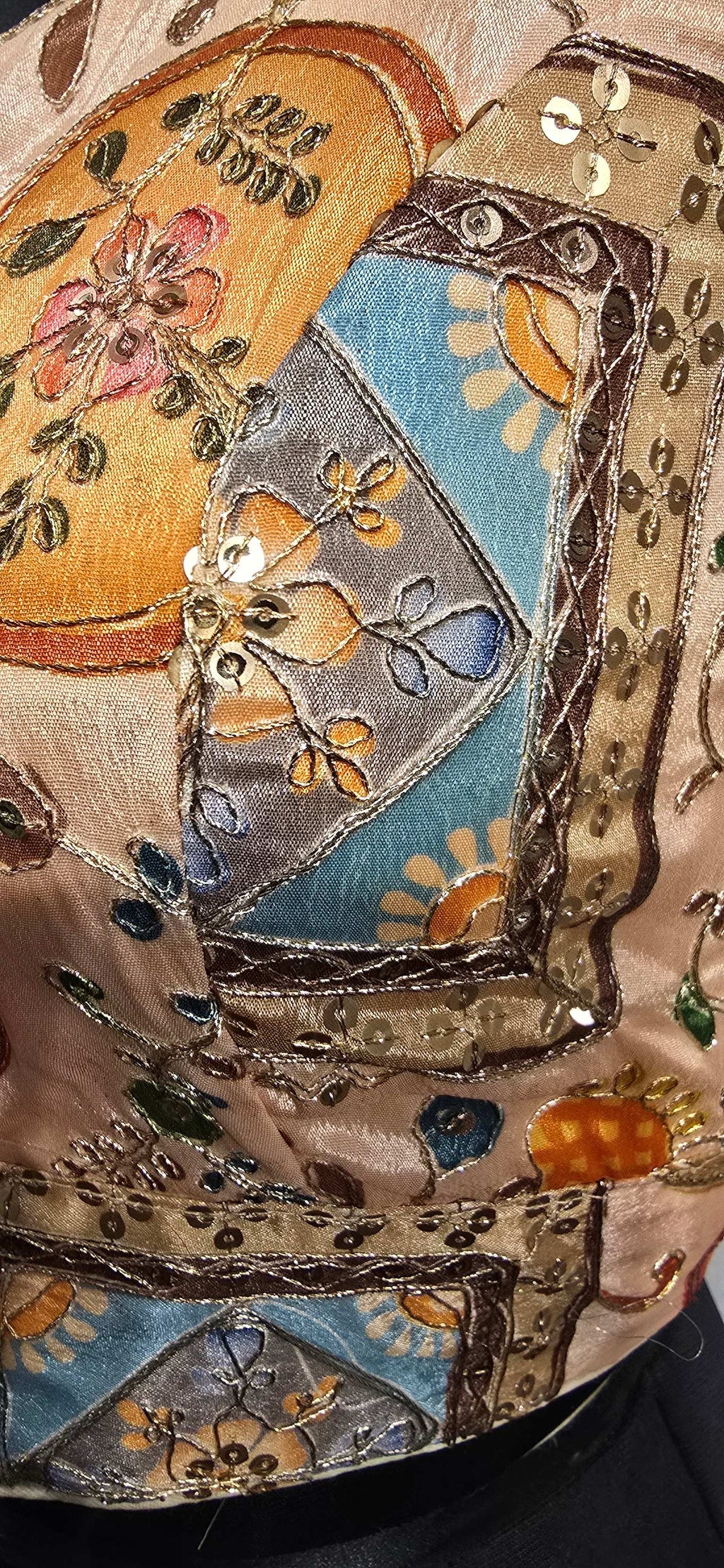 Peach Sequins & Zari Embroidered Readymade Sweetheart Blouse
