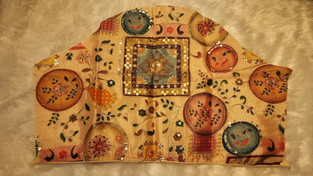 Peach Sequins & Zari Embroidered Readymade Sweetheart Blouse