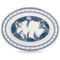 12 x 16 inch blue crab patterned oval enamelware platter with stainless steel rim