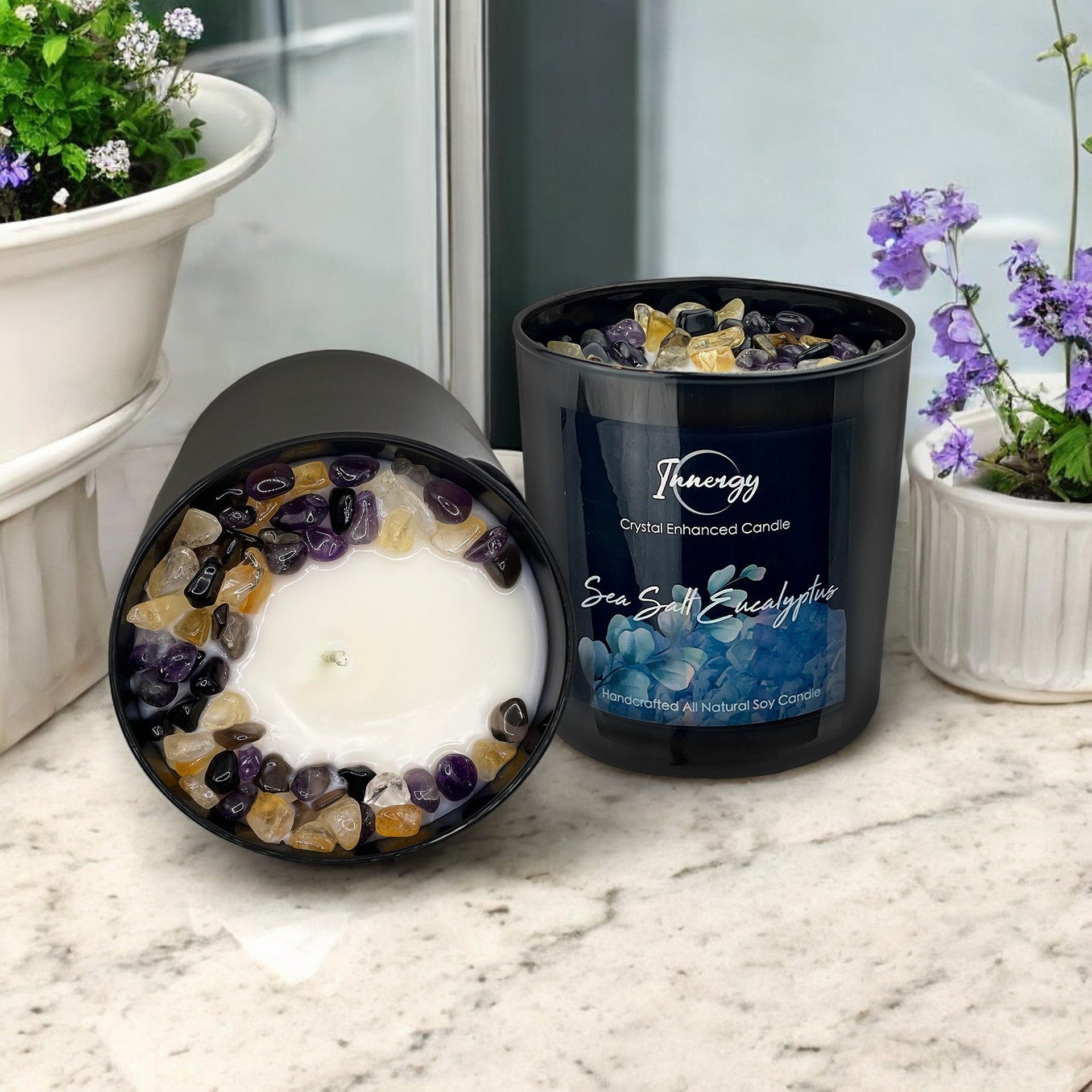 Sea Salt Eucalyptus Crystal Candle, 10oz