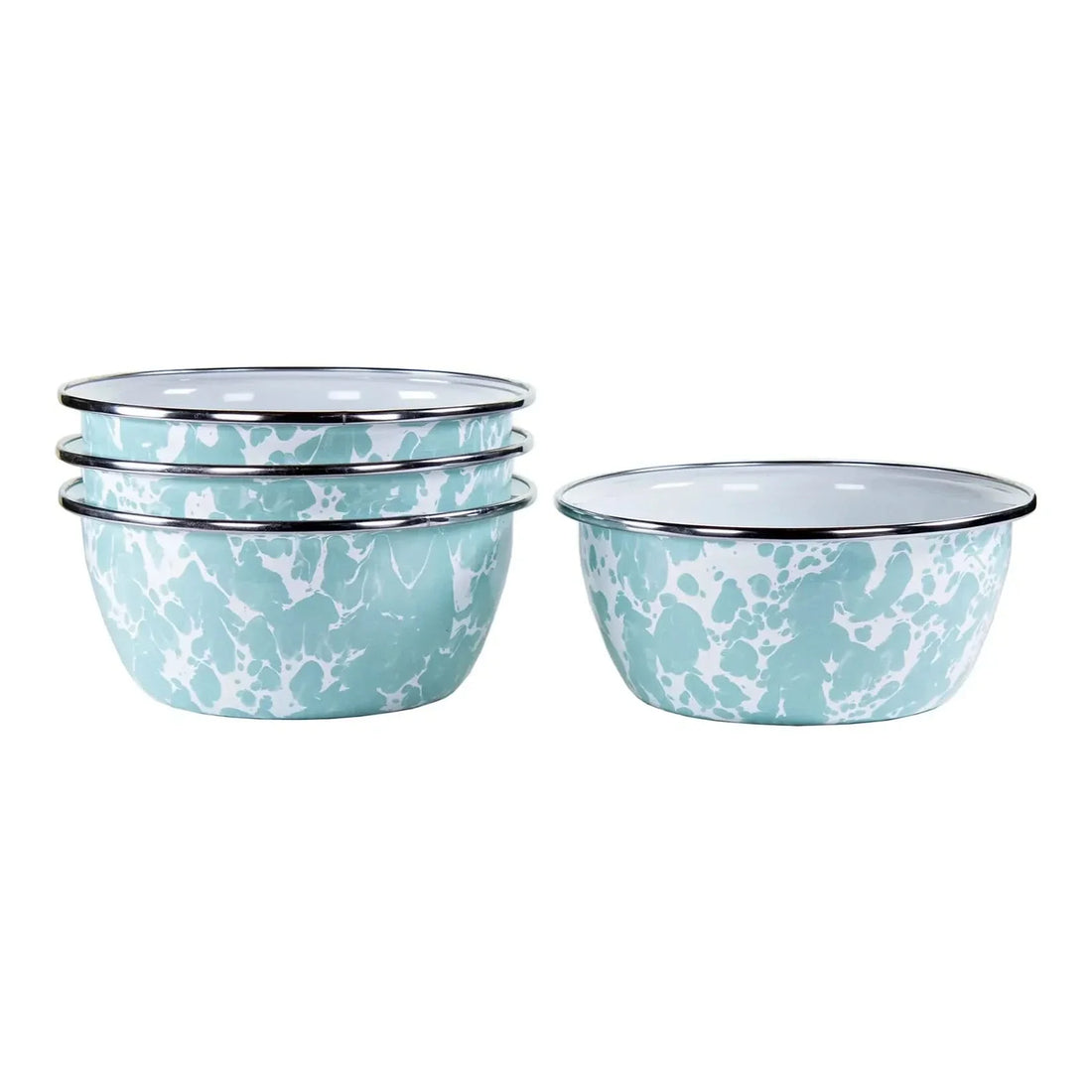 Aspen Grove Enamelware Salad Bowls - Rustic Set of 4