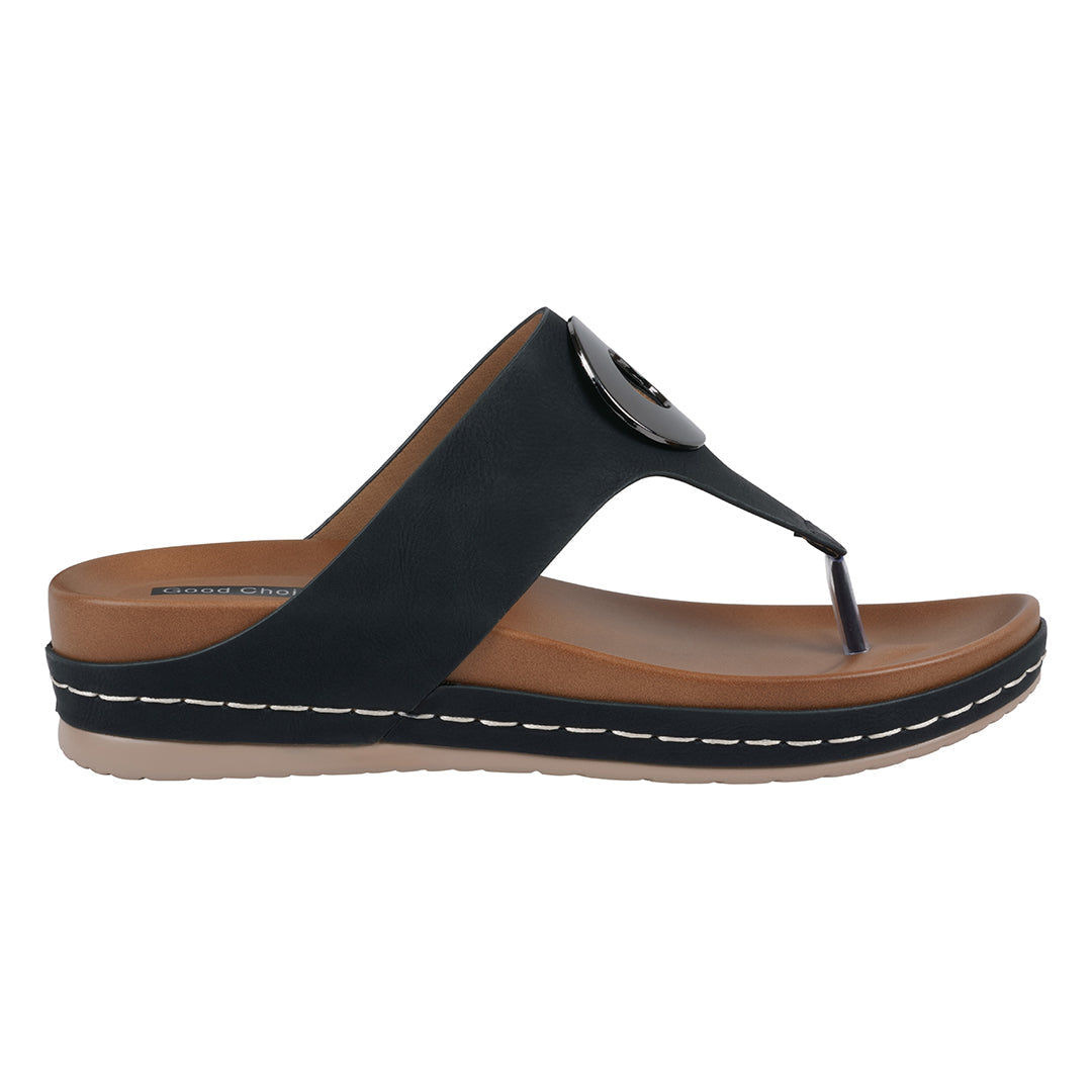 Women's Seli Thong Wedge Sandals with Metallic Accent