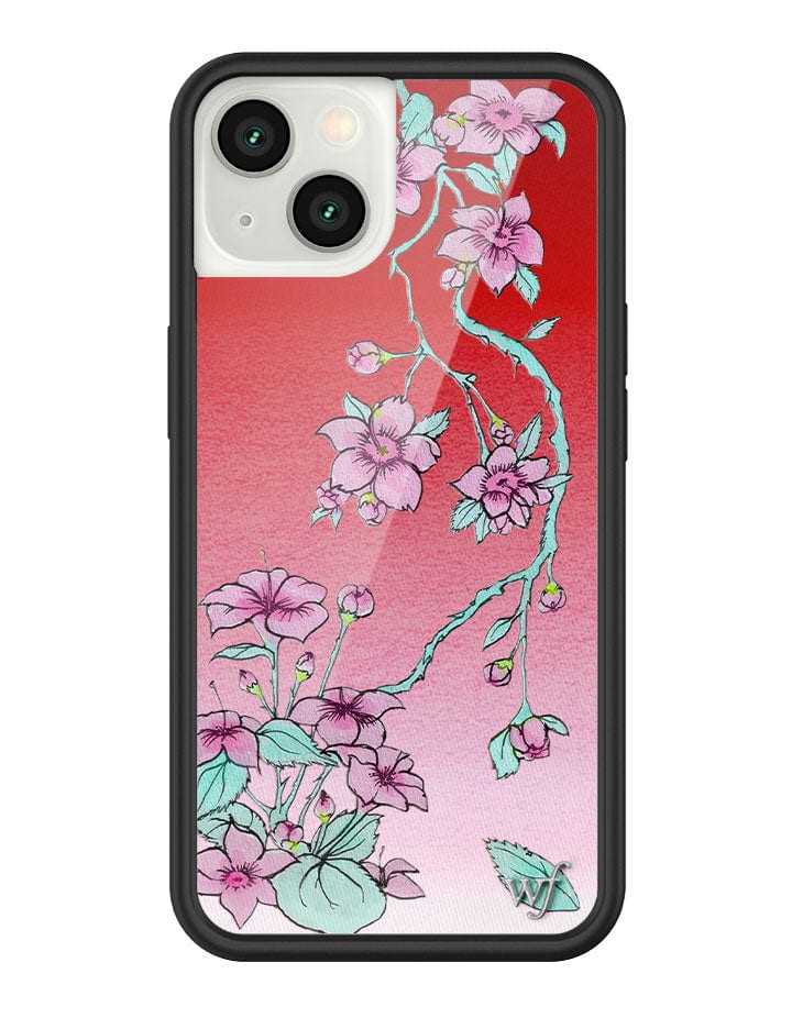 Serena Floral iPhone Case with Red Gradient and Pink Flowers - Image 25