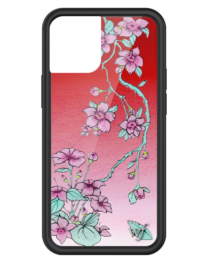 Serena Floral iPhone Case with Red Gradient and Pink Flowers - Image 27