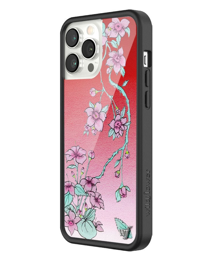 Serena Floral iPhone Case with Red Gradient and Pink Flowers - Image 24