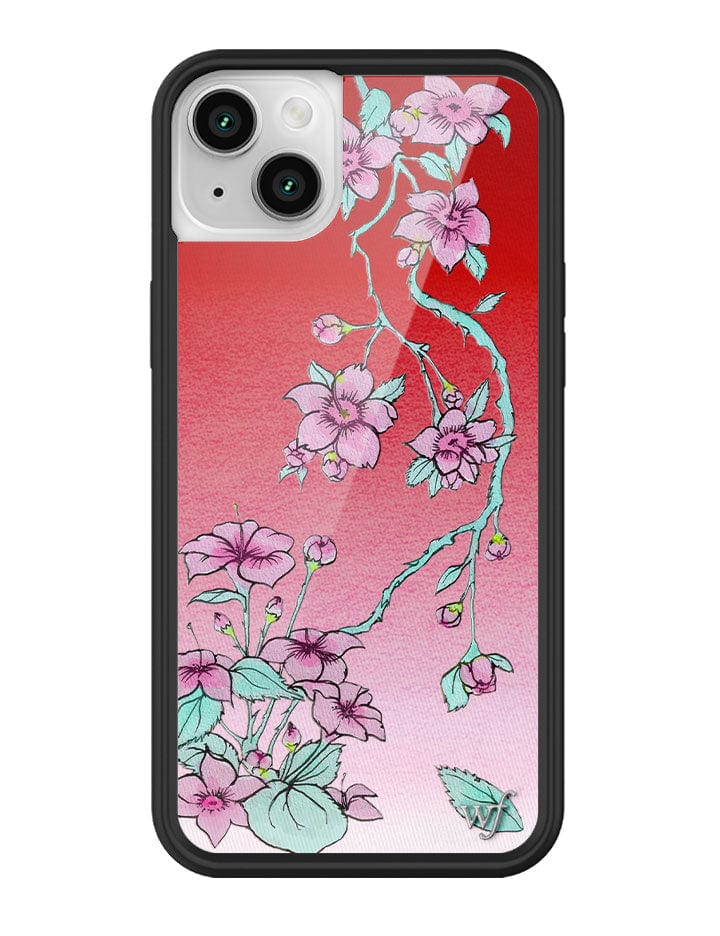 Serena Floral iPhone Case with Red Gradient and Pink Flowers - Image 21