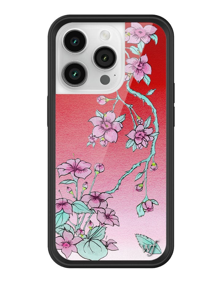 Serena Floral iPhone Case with Red Gradient and Pink Flowers - Image 19