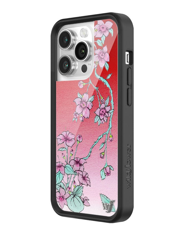 Serena Floral iPhone Case with Red Gradient and Pink Flowers - Image 20
