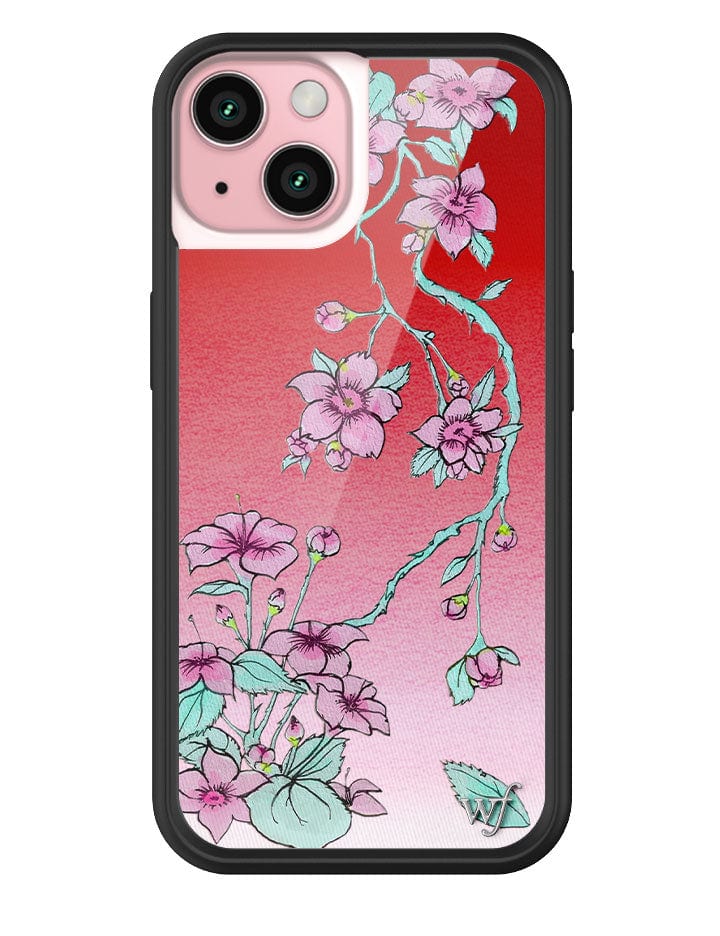 Serena Floral iPhone Case with Red Gradient and Pink Flowers - Image 15