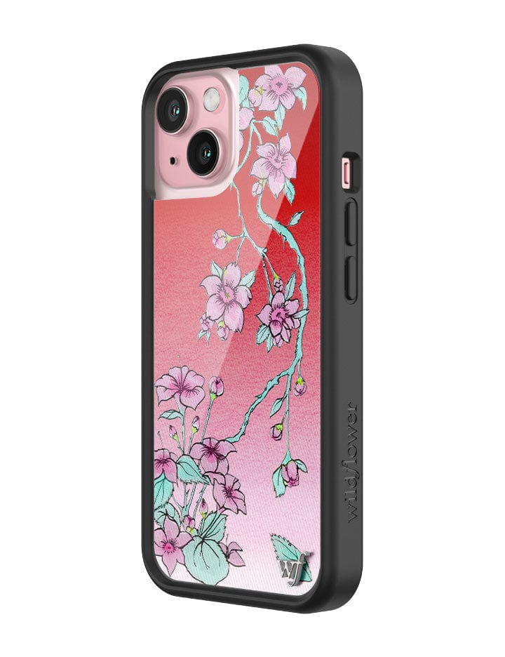 Serena Floral iPhone Case with Red Gradient and Pink Flowers - Image 16