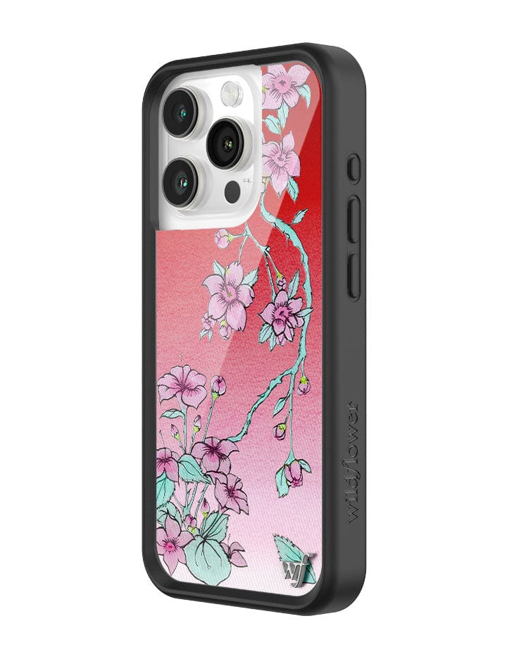 Serena Floral iPhone Case with Red Gradient and Pink Flowers - Image 14