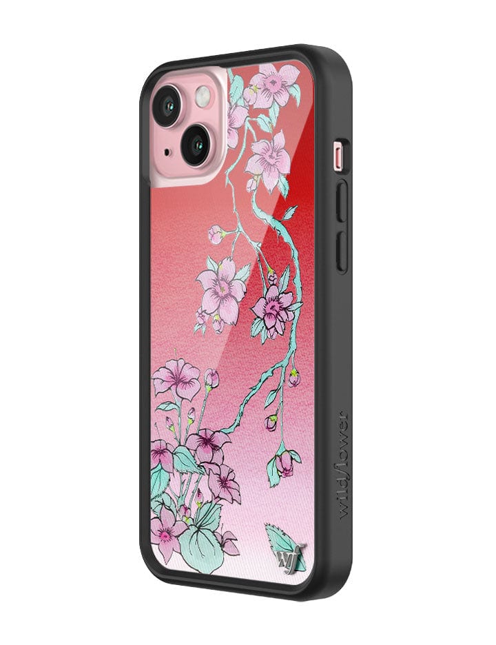 Serena Floral iPhone Case with Red Gradient and Pink Flowers - Image 12