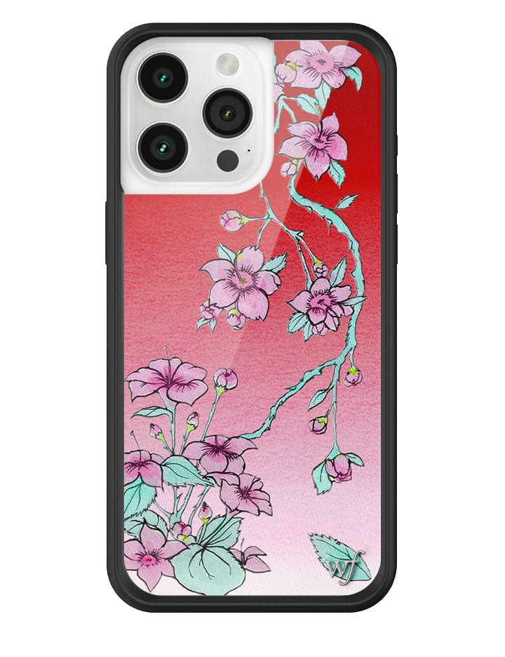 Serena Floral iPhone Case with Red Gradient and Pink Flowers - Image 9