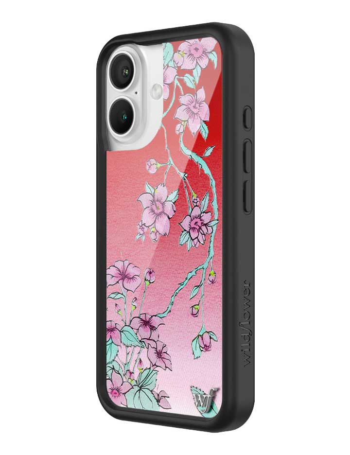 Serena Floral iPhone Case with Red Gradient and Pink Flowers - Image 8