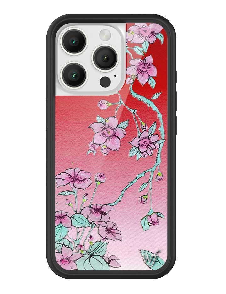 Serena Floral iPhone Case with Red Gradient and Pink Flowers - Image 5