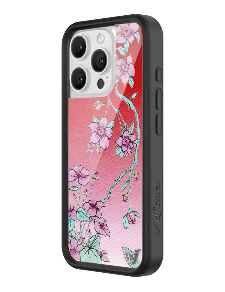 Serena Floral iPhone Case with Red Gradient and Pink Flowers - Image 6