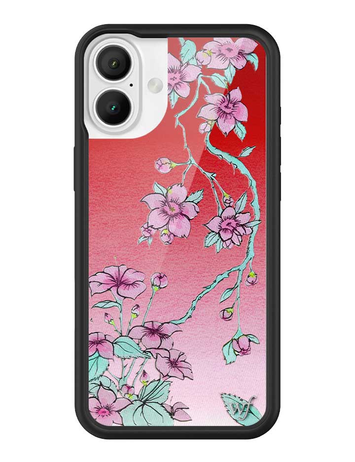 Serena Floral iPhone Case with Red Gradient and Pink Flowers - Image 3