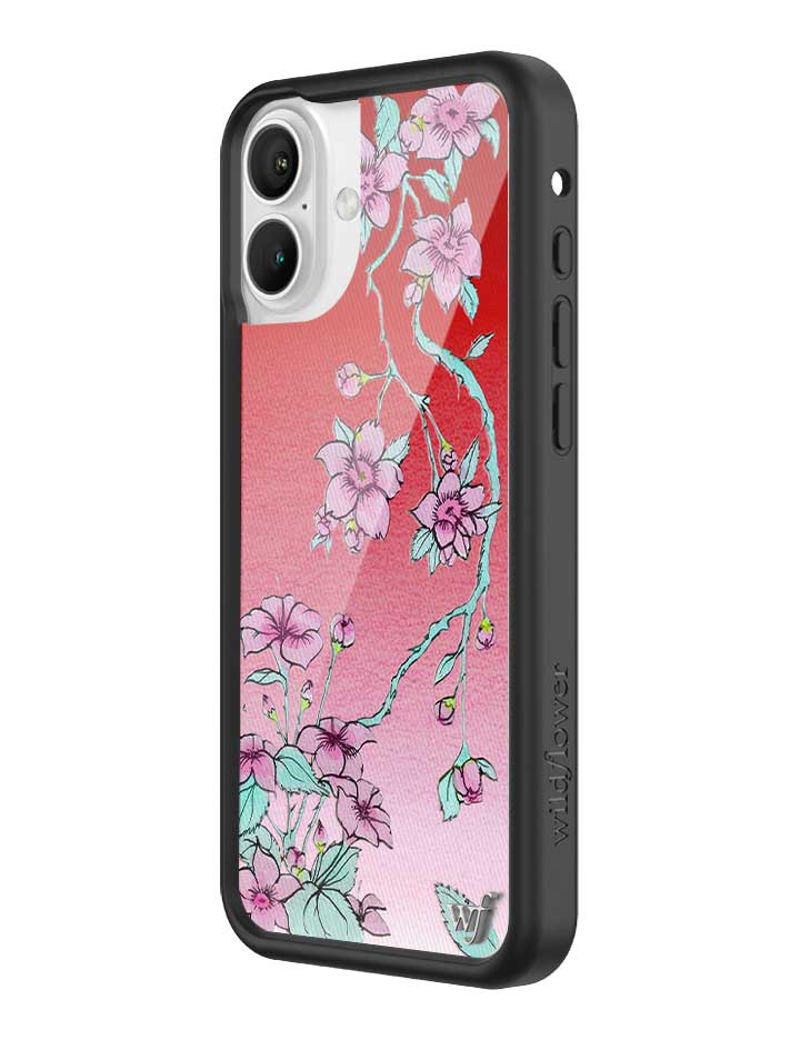 Serena Floral iPhone Case with Red Gradient and Pink Flowers - Image 4