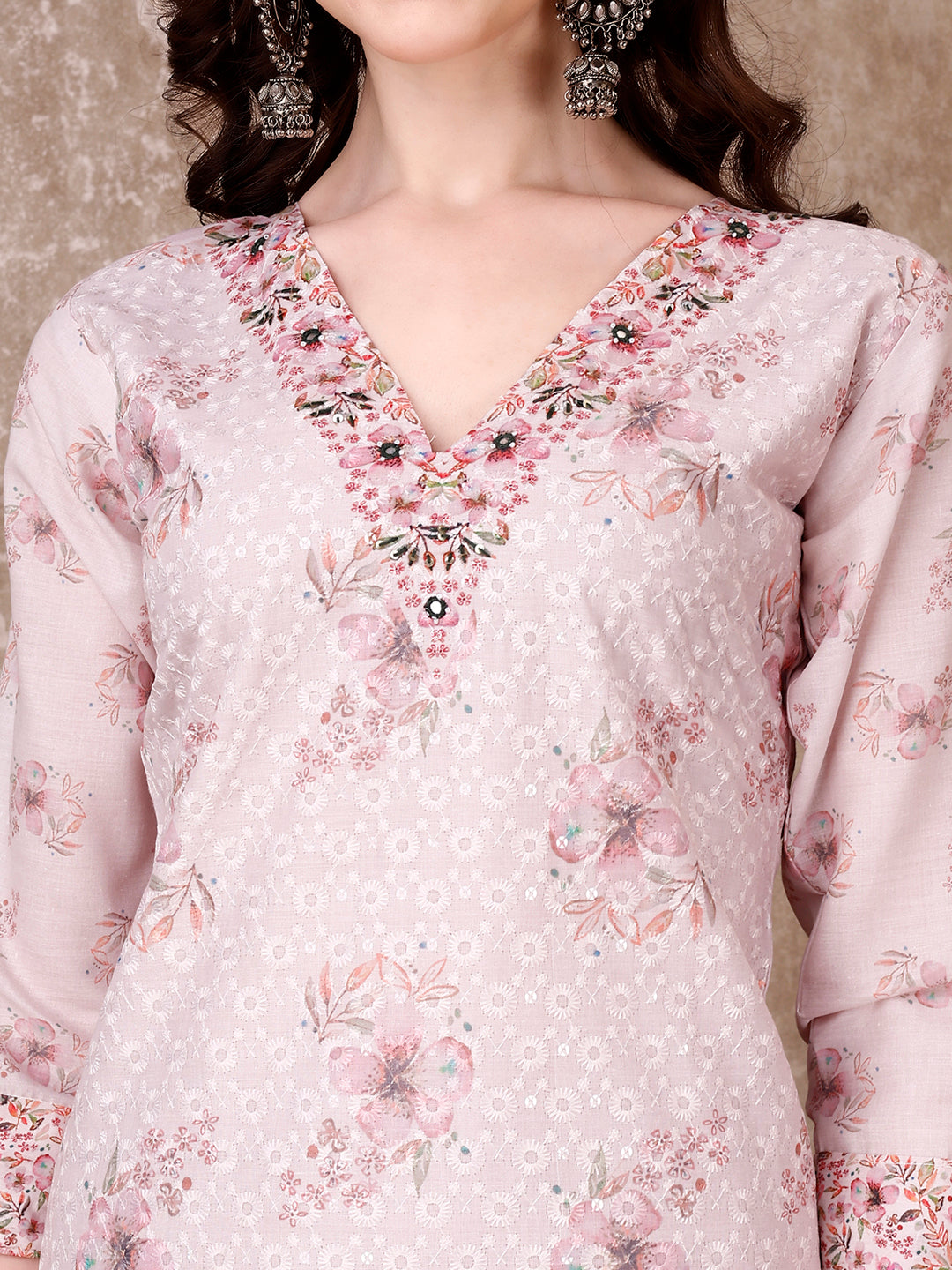 Hand Embroidered & Floral Printed Kurta With Pant & Dupatta Luxury, Multicolor - Hiral Fashion