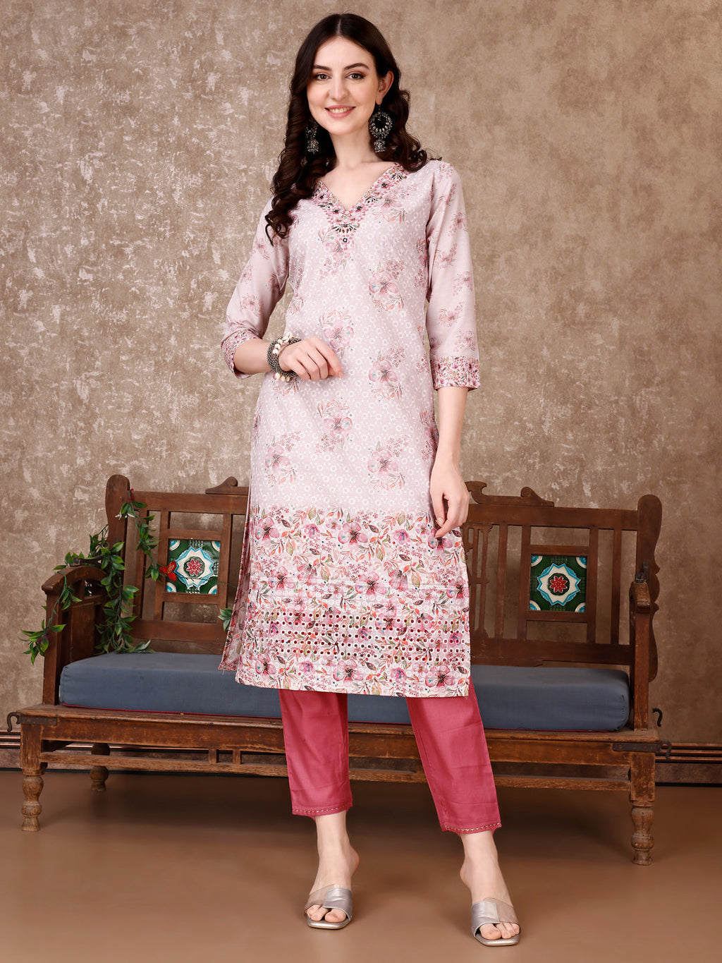Hand Embroidered & Floral Printed Kurta With Pant & Dupatta Luxury, Multicolor - Hiral Fashion