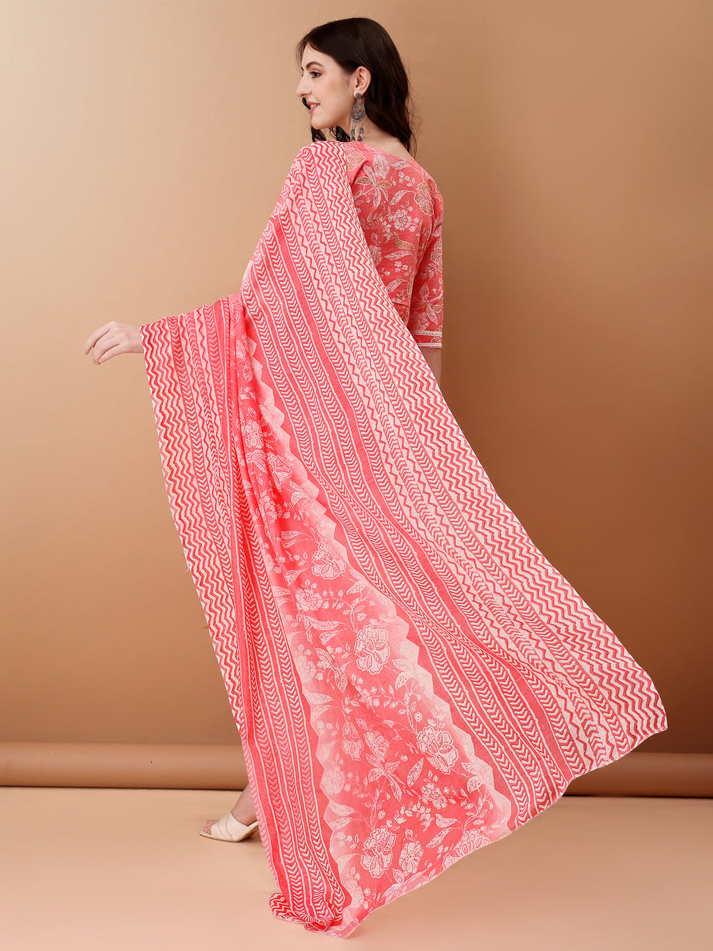 Floral Printed Angrakha Style A-Line Kurta Set with Dupatta