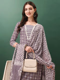 Lavender Ethnic Motifs Printed Kurta Set with Pant and Dupatta