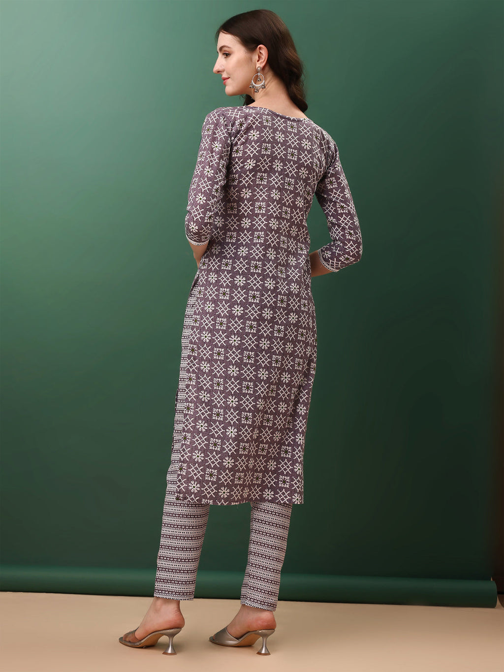 Lavender Ethnic Motifs Printed Kurta Set with Pant and Dupatta