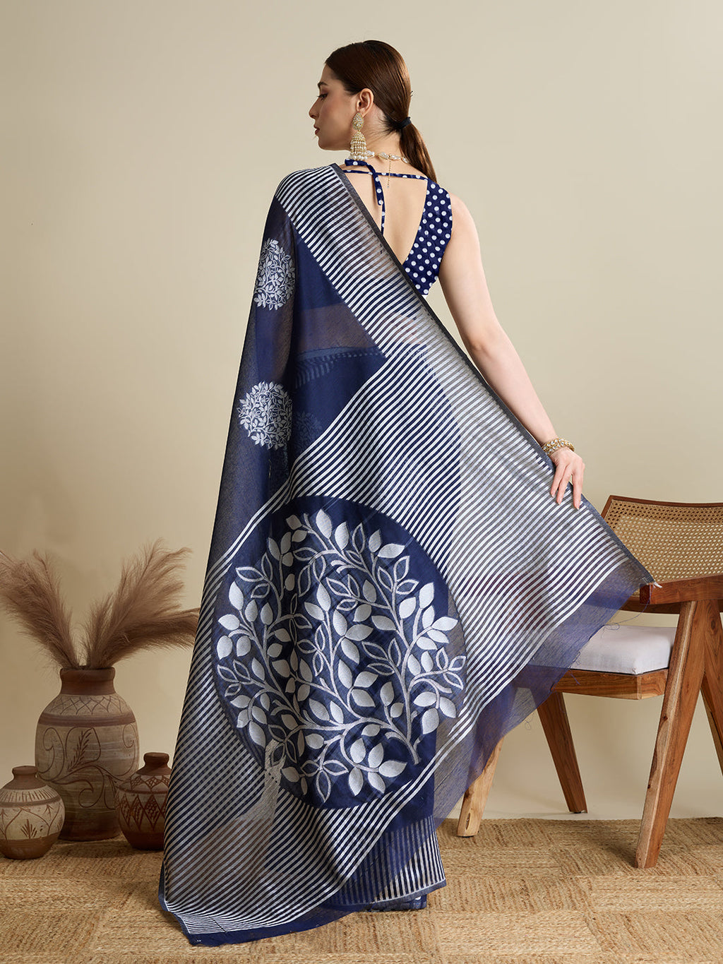 Royal Blue Soft Silk Banarsi Weaving Saree and Blouse Piece