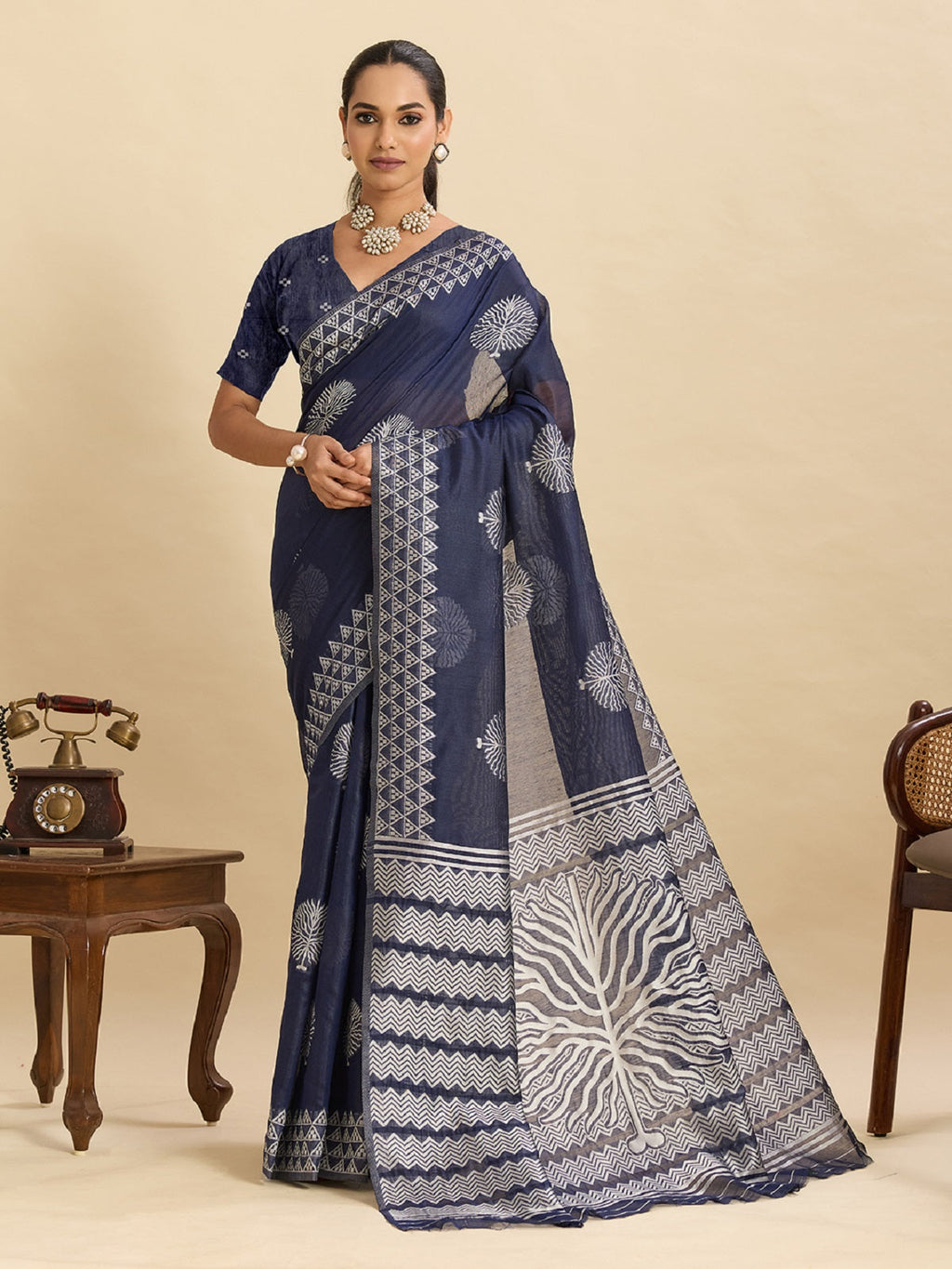 Teal blue soft silk saree with traditional jari weaving