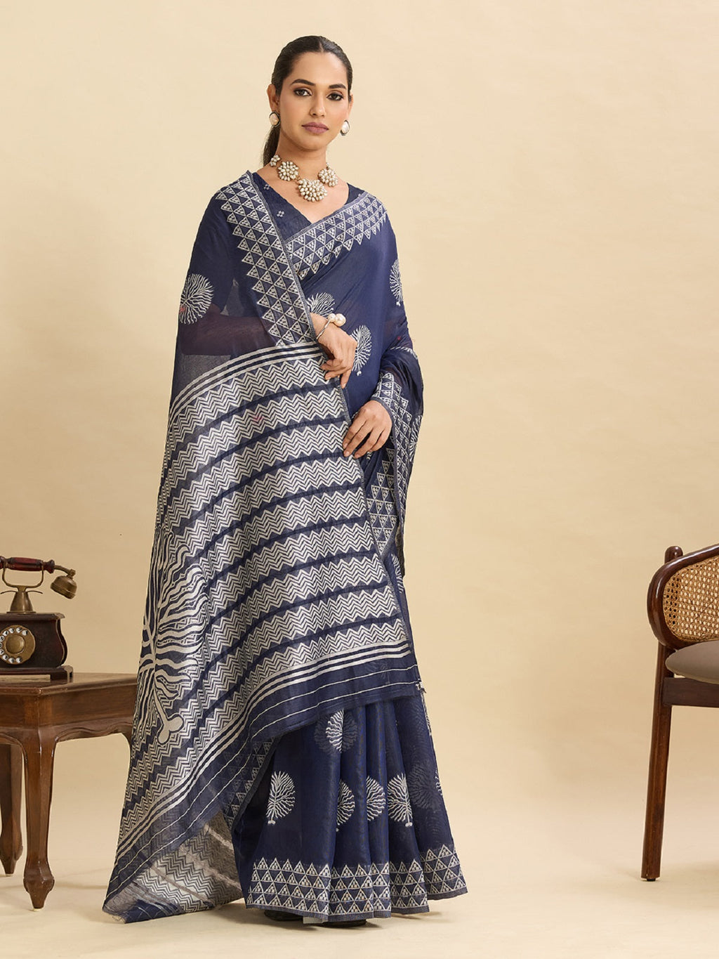 Teal Blue Soft Silk Saree with Jari Weaving and Unstitched Blouse