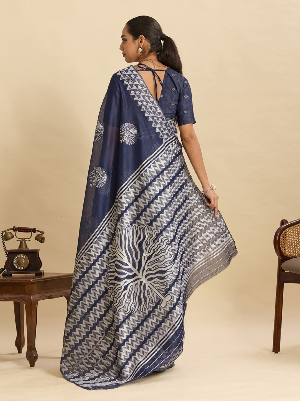 Teal Blue Soft Silk Saree with Jari Weaving and Unstitched Blouse