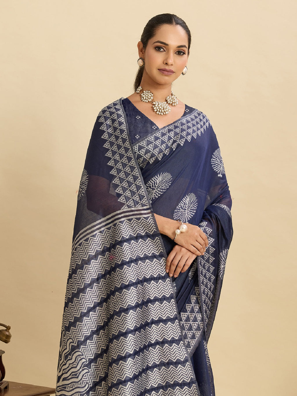 Teal Blue Soft Silk Saree with Jari Weaving and Unstitched Blouse