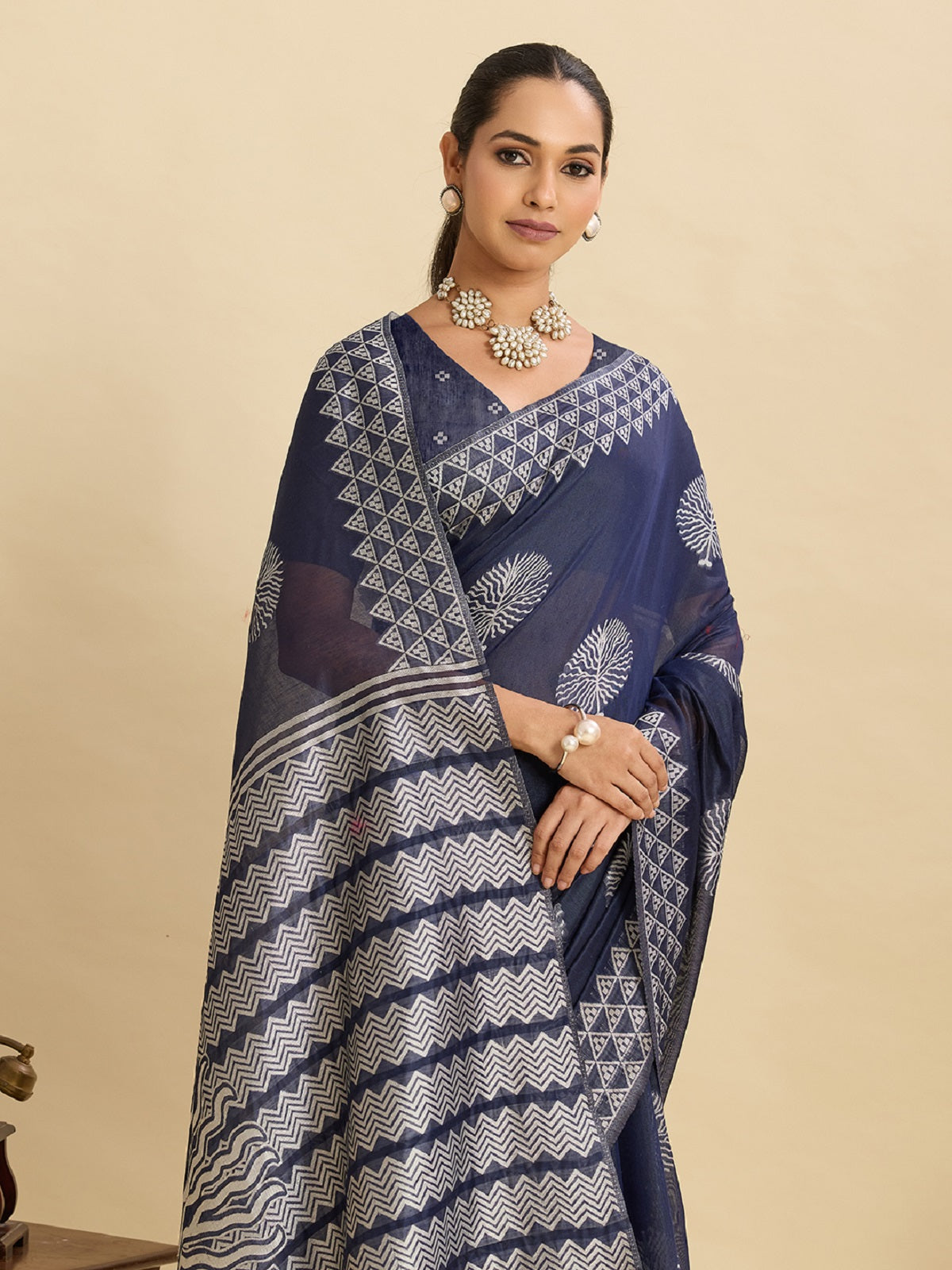 Teal Blue Soft Silk Saree with Jari Weaving and Unstitched Blouse