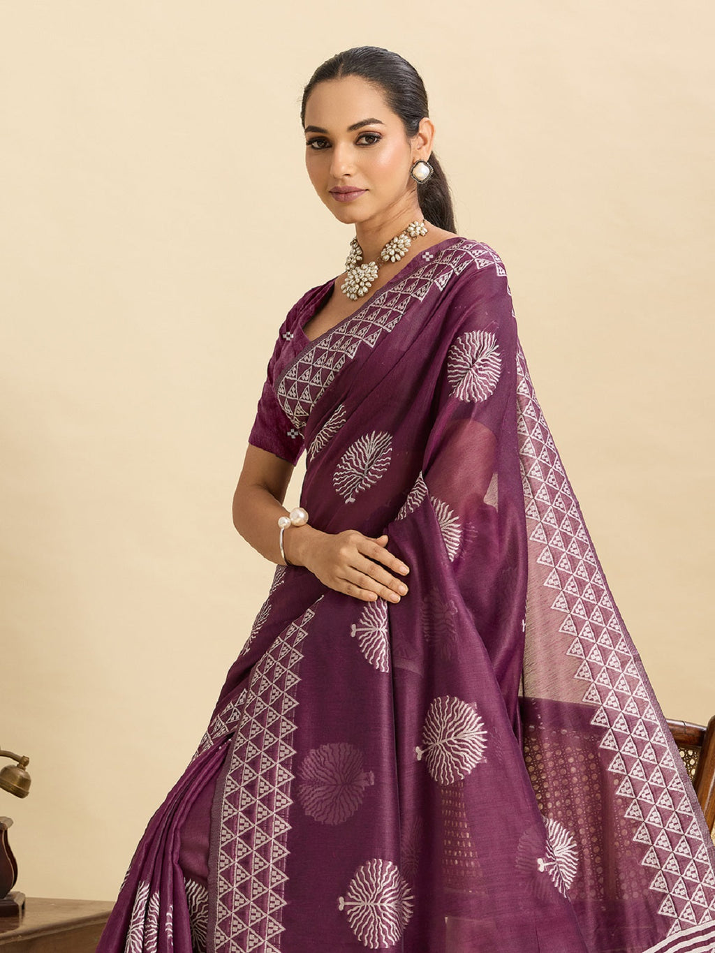 Dark Purple Soft Silk Banarsi Saree with Jari Weaving