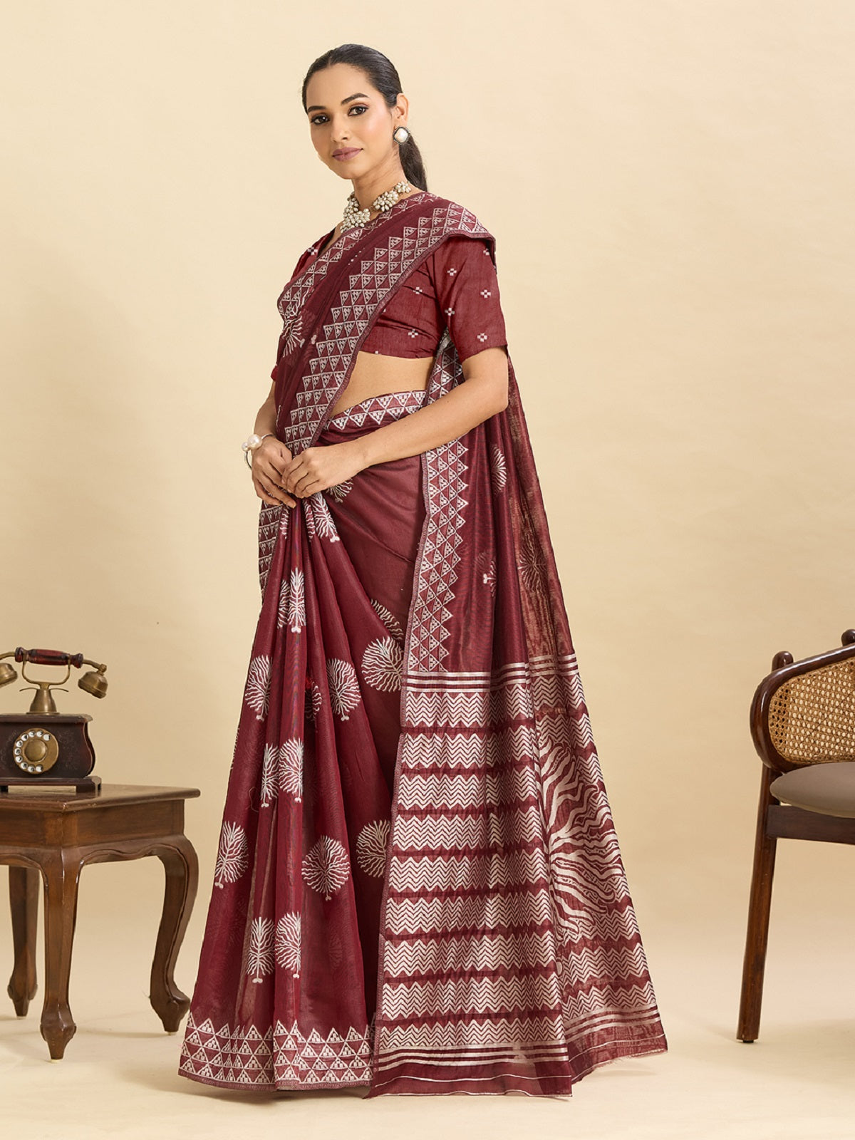 Maroon Soft Silk Banarsi Saree with Jari Weaving for Casual Wear
