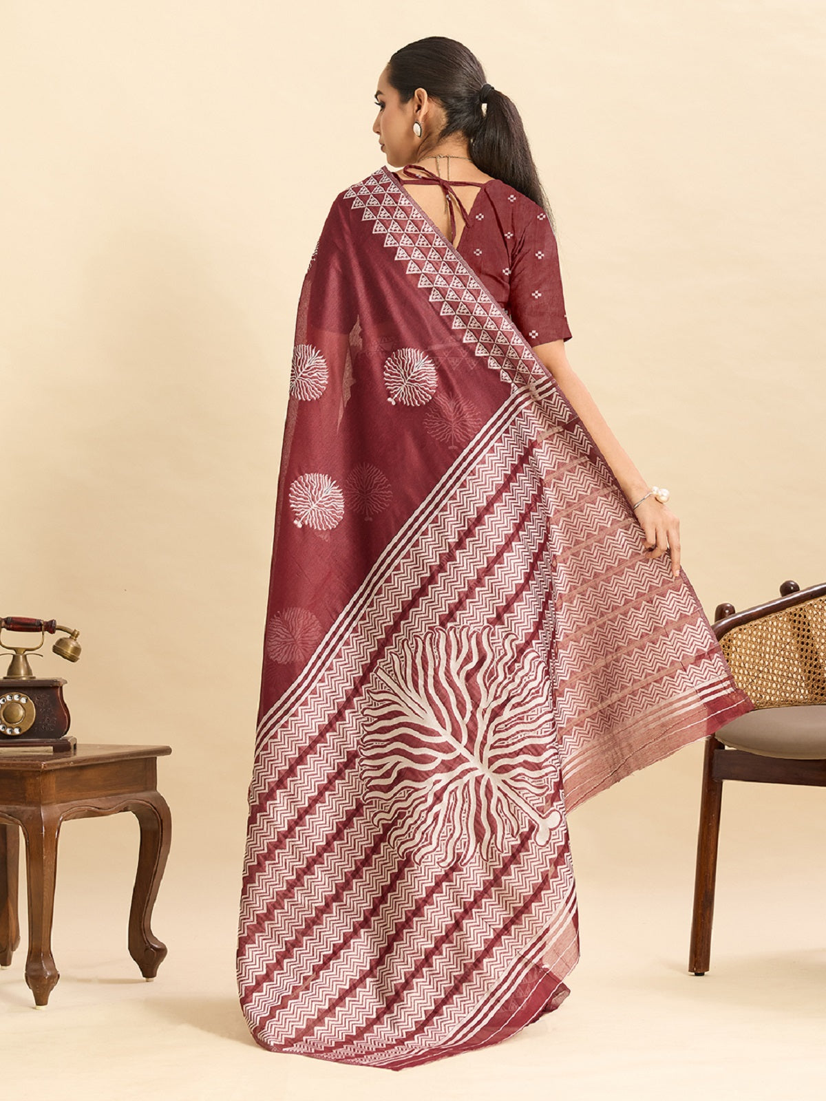 Maroon Soft Silk Banarsi Saree with Jari Weaving for Casual Wear