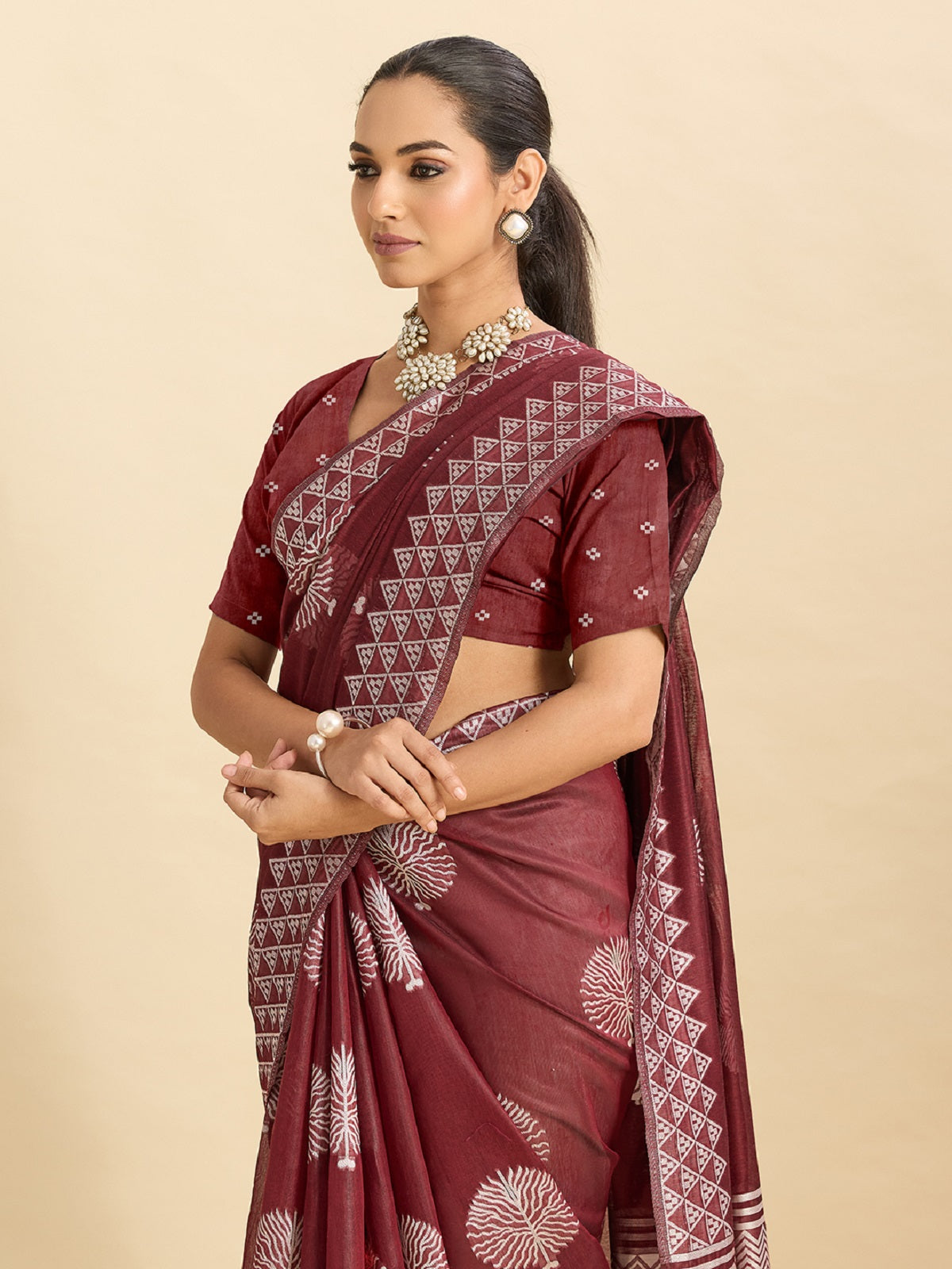 Maroon Soft Silk Banarsi Saree with Jari Weaving for Casual Wear