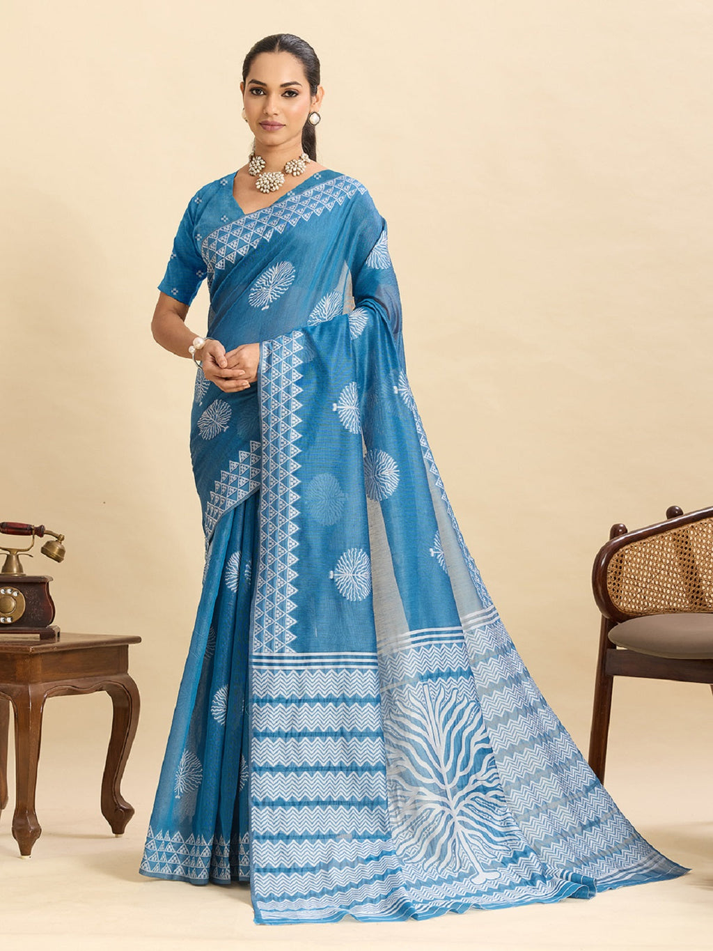 Sky blue soft silk saree with subtle jari weaving work for everyday elegance