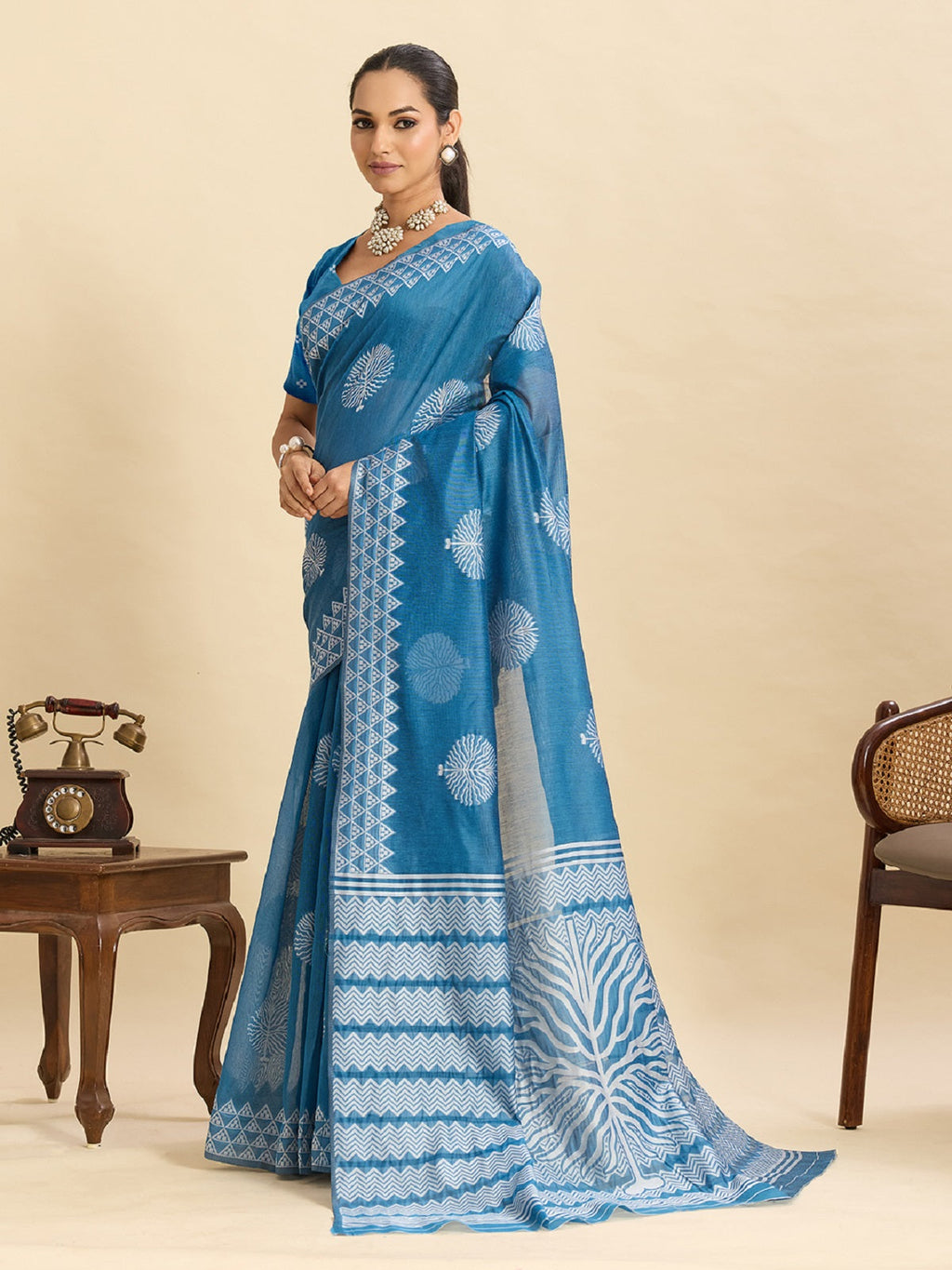 Sky Blue Soft Silk Saree with Traditional Jari Weaving Work