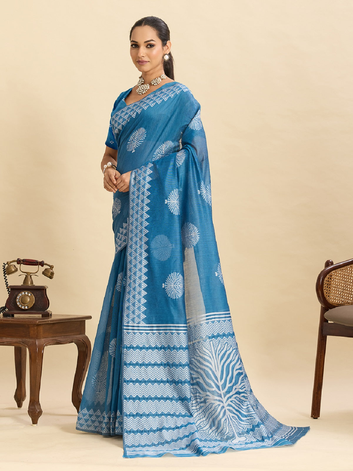 Sky Blue Soft Silk Saree with Traditional Jari Weaving Work