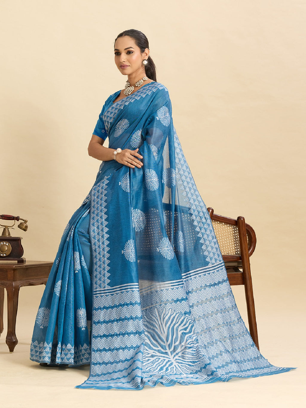 Sky Blue Soft Silk Saree with Traditional Jari Weaving Work
