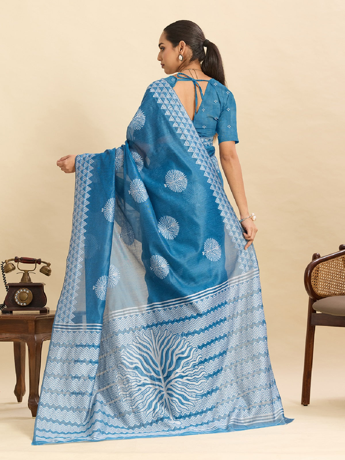 Sky Blue Soft Silk Saree with Traditional Jari Weaving Work